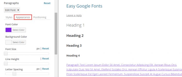 Cài đặt và cách sử dụng Easy Google Fonts trong Wordpress (6)