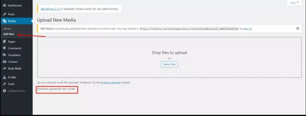8 Cách tăng dung lượng upload file trong WordPress (4)