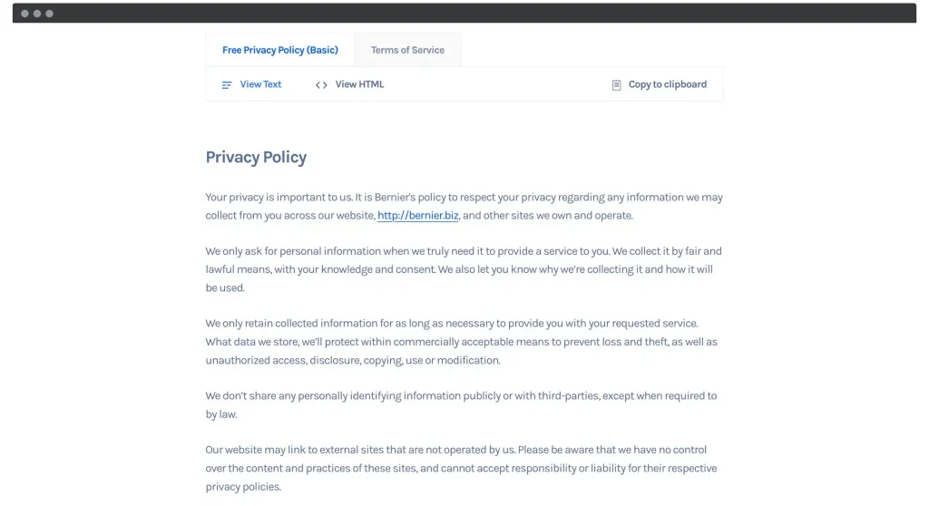 Tạo privacy policy WordPress sử dụng các công cụ trực tuyến