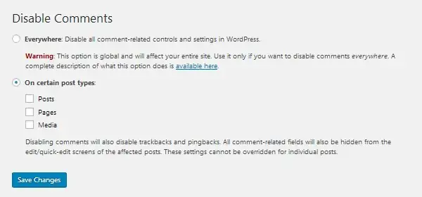 Remove comments WordPress bằng Plugin