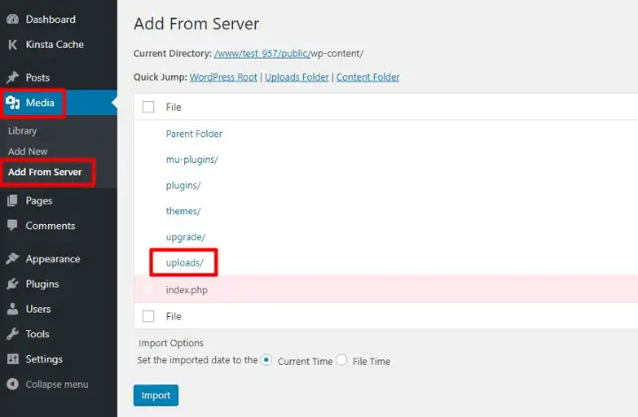 Nhập tệp vào thư viện phương tiện của WordPress sử dụng Add From Server