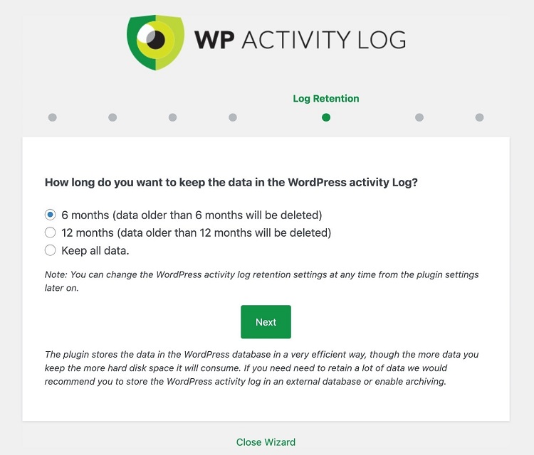 Cài đặt WP Activity Log và hoàn thành trình thiết lập Wizard