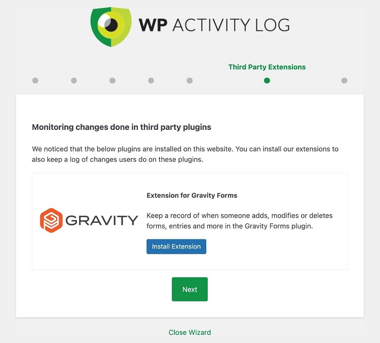 Cài đặt WP Activity Log và hoàn thành trình thiết lập Wizard