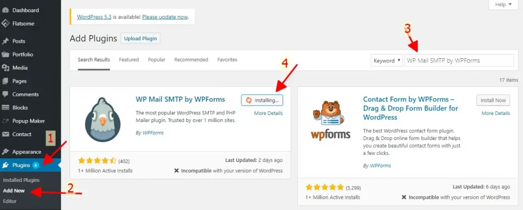 cài đặt plugin wp mail smtp trên wordpress